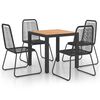 vidaXL Dining Set Black and Brown WPC, Aluminum, PVC Rattan, Steel