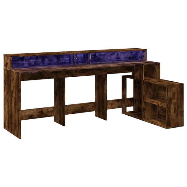 vidaXL Desk Smoked oak Engineered wood 78.7 x 40.9 x 35.8 in Desk