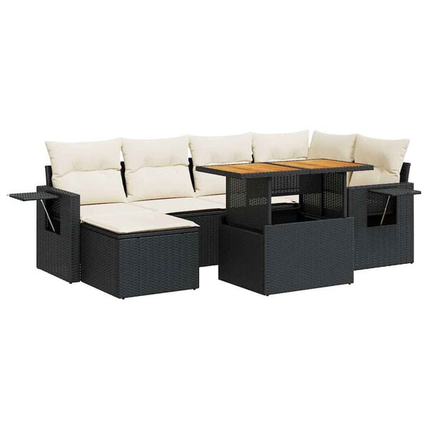 vidaXL Garden Sofa Set Black and Cream White
