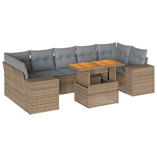 vidaXL Garden Sofa Set Beige, Light Grey