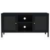 vidaXL TV Cabinet Black Black powder-coated steel Medium Adjustable Feet