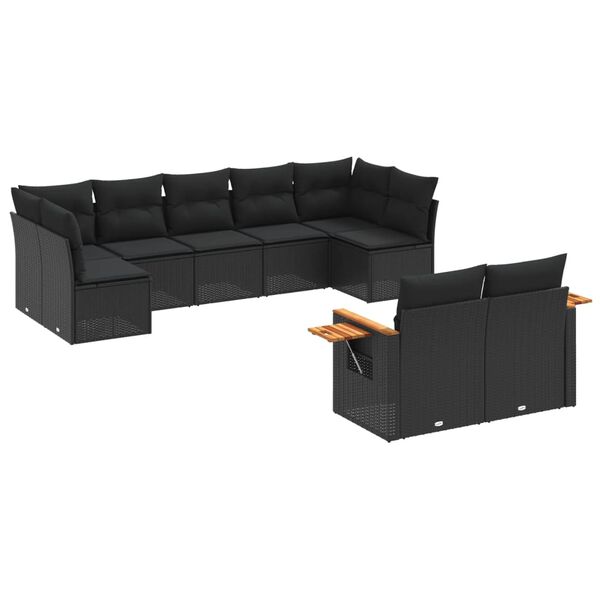 vidaXL Garden Sofa Set Black