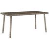 vidaXL Garden Coffee Table Grey PE Rattan, Powder-Coated Steel
