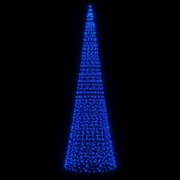 vidaXL LED Christmas Tree on Flagpole 1534 LEDs Blue 196.9"