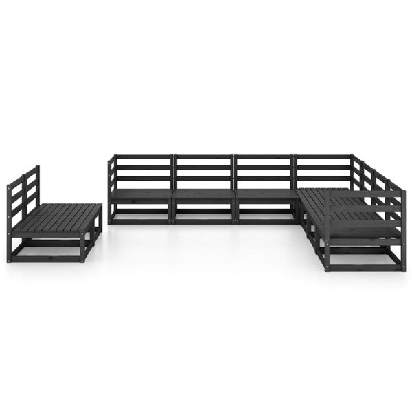 vidaXL Garden Lounge Set Black Solid Pine Wood Large Durable