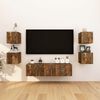 vidaXL Wall-mounted TV Cabinet Set of 8 Smoked Oak Engineered Wood