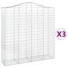 vidaXL Gabion Basket Set of 3 Silver Galvanized iron