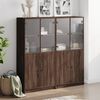 vidaXL Bookcase Brown Oak Engineered Wood Medium Doors Bookcase