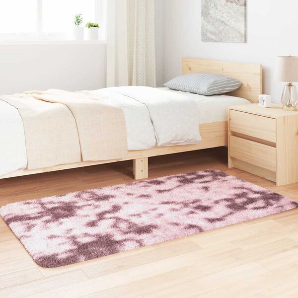 vidaXL Shaggy Rug Dusty Pink 100% Polyester 31.5 x 59.1 in Foldable