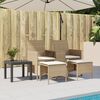 vidaXL Patio Sofa 2-Seater with Table and Stools Beige Poly Rattan