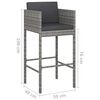vidaXL Garden Bar Set Grey PE rattan, powder-coated steel Medium
