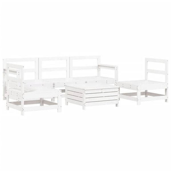 vidaXL Garden Sofa Set White Solid Pine Wood Modular Garden Sofa Set