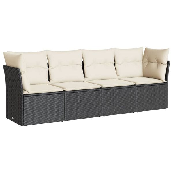 vidaXL Garden Sofa Set Black, Cream White