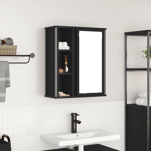 vidaXL Bathroom Wall Cabinet Black Oak Engineered wood, Steel Medium