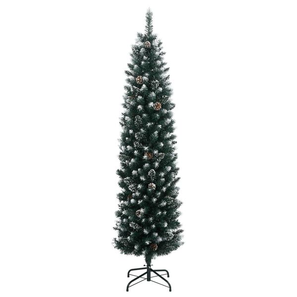 vidaXL Artificial Christmas Tree Green and White PVC, Steel 82.7 in