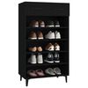 vidaXL Shoe Cabinet Black Engineered wood, Iron Medium Shoe Cabinet