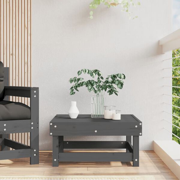 vidaXL Garden Footstool Grey Solid Pine Wood Standard Modular