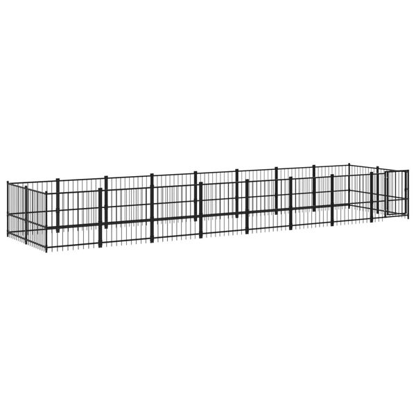 vidaXL Dog Kennel Black Powder-Coated Steel 161.3 sq ft Durable