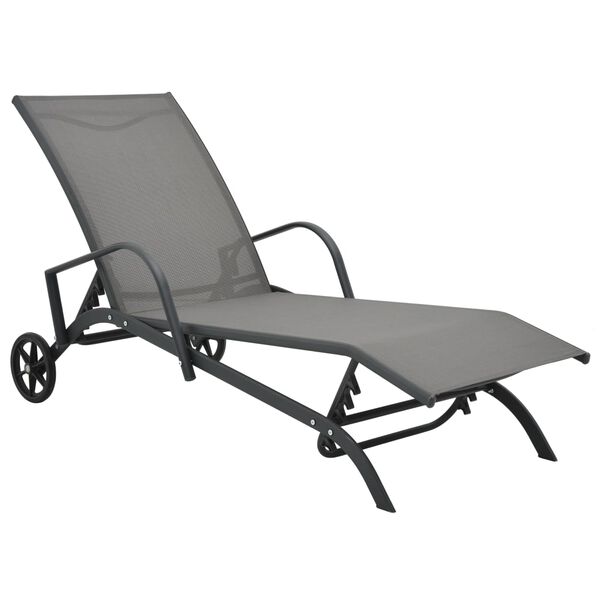 vidaXL Sun Lounger And Table Set of 2 Grey