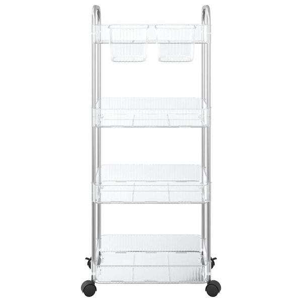 vidaXL Storage Trolley 4-Tier Transparent 14.6x11.0x37.4" Acrylic