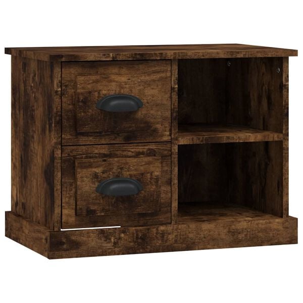 vidaXL Bedside Cabinet Smoked oak Engineered wood 23.6 x 14.0 x 17.7 in