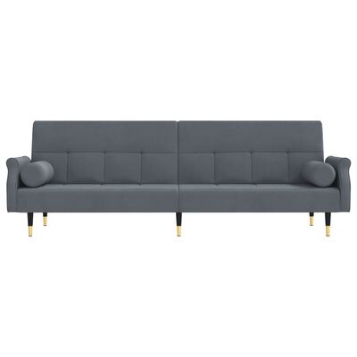 vidaXL Sofa Bed with Cushions Dark Gray Velvet