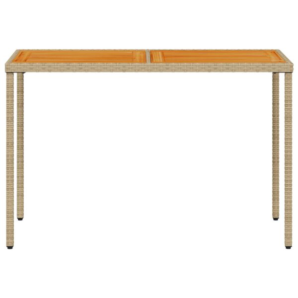 vidaXL Garden Table Beige PE Rattan, Powder-Coated Steel, Solid Acacia Wood