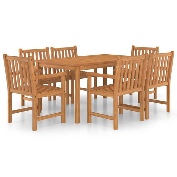 vidaXL Garden Dining Set Natural Teak Solid Teak Wood 7-Piece Set