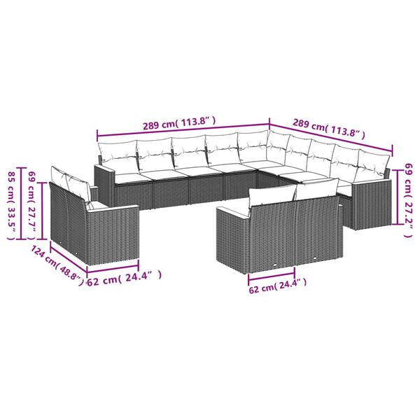 vidaXL Garden Sofa Set Black