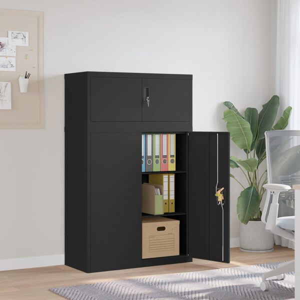 vidaXL File Cabinet Black Powder-coated steel Large