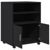 vidaXL Rolling Cabinet Black Engineered wood Medium Rolling Cabinet