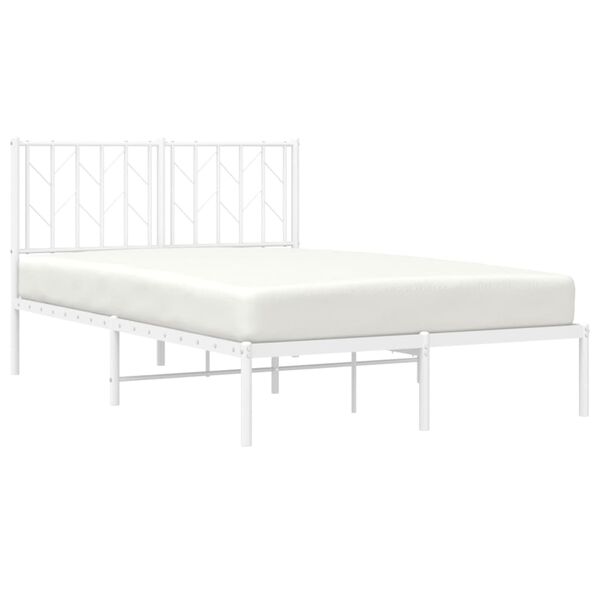 vidaXL Bed Frame White Steel Twin Bed Frame Rectangular Traditional