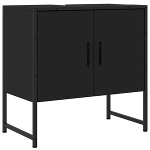 vidaXL Bathroom Sink Cabinet Black Engineered wood 23.6 in width
