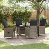 vidaXL Garden Dining Set with Cushion 5 pcs Grey Poly Rattan