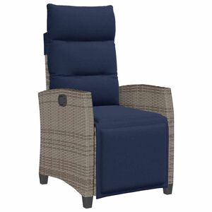 vidaXL Reclining Garden Chair Grey, Navy Blue