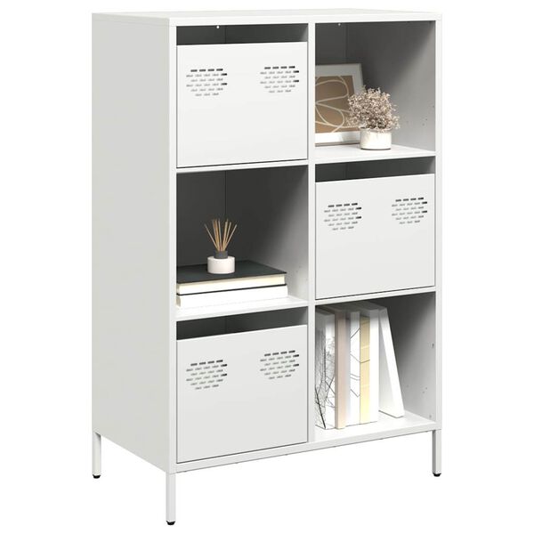 vidaXL Highboard White Cold-rolled steel Tall Highboard Rectangular
