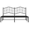 vidaXL Bed Frame Black Powder-Coated Steel 63x79 in Bed Frame
