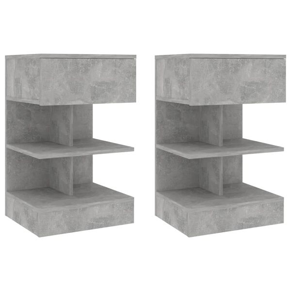 vidaXL Bedside Cabinet Set of 2 Concrete grey Engineered wood Medium