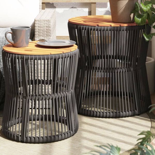 vidaXL Garden Side Table Gray and Brown PE rattan Small and Medium