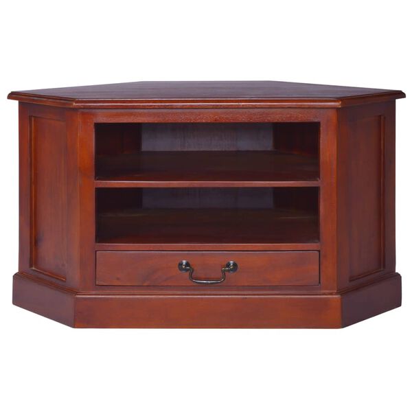 vidaXL Corner TV Cabinet Dark brown Solid mahogany wood Compact corner