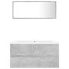 vidaXL Bathroom Furniture Set Concrete Grey, White Engineered Wood, Ceramic