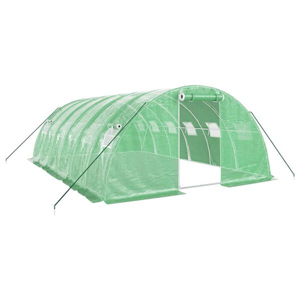 vidaXL Greenhouse Green Polyethylene, Galvanised steel Large Rollable