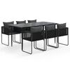 vidaXL Garden Dining Set Black PE Rattan, Powder-Coated Steel Large