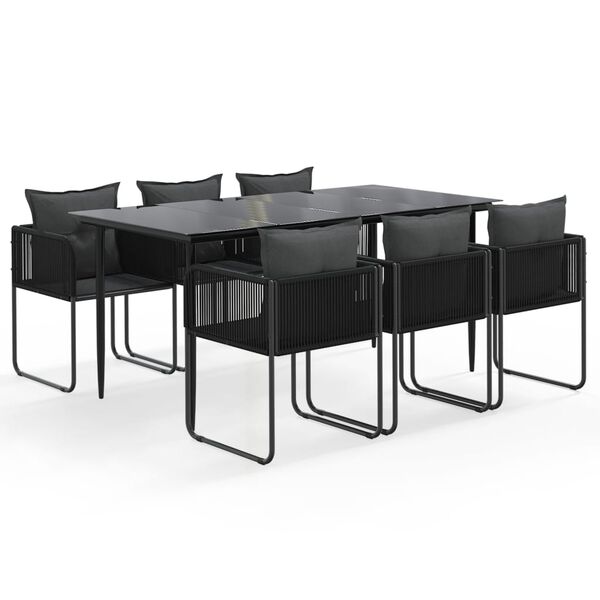 vidaXL Garden Dining Set Black PE Rattan, Powder-Coated Steel Large