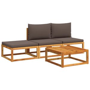 vidaXL Garden Sofa Set Grey Solid Acacia Wood Standard Modular