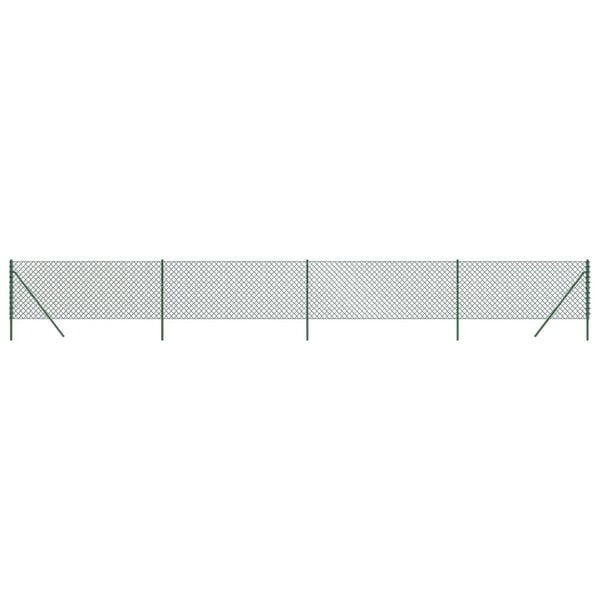 vidaXL Chain Link Fence Green 3.6x32.8'