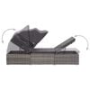 vidaXL Sun Lounger Grey rattan and dark grey cushion
