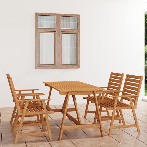 vidaXL Outdoor Dining Set Rich Wood Brown Solid Acacia Wood Medium