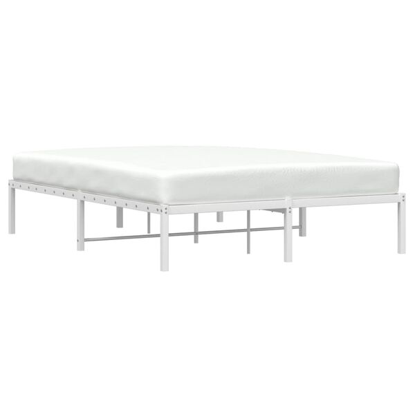 vidaXL Bed Frame White Steel Double Sturdy Bed Frame Rectangular