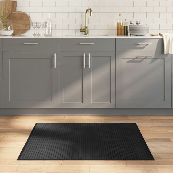 vidaXL Rug Black Bamboo, Polypropylene 31.5 x 39.4 in Rug Rectangular